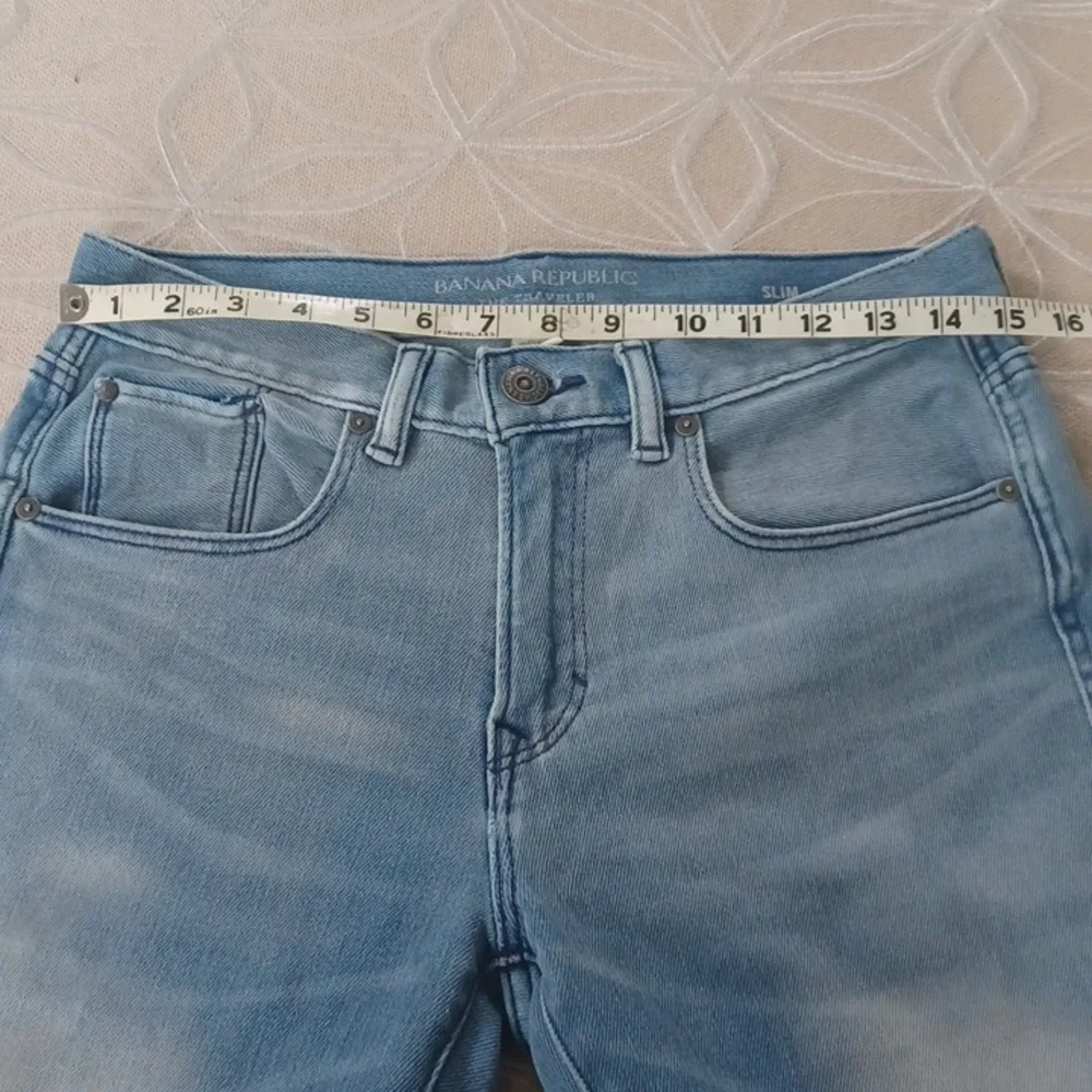 Banana Republic,  The Traveler, Blue Distressed, Slim Denim Jeans